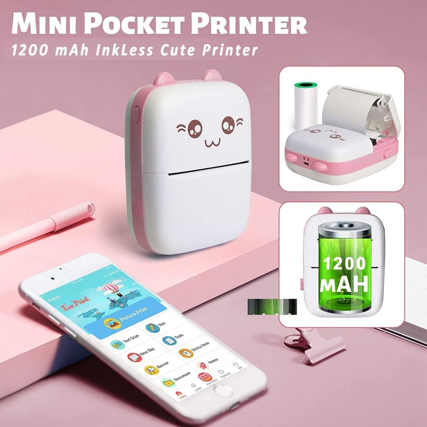 Mini Thermal Printer- Inkless Bluetooth Pocket Printer