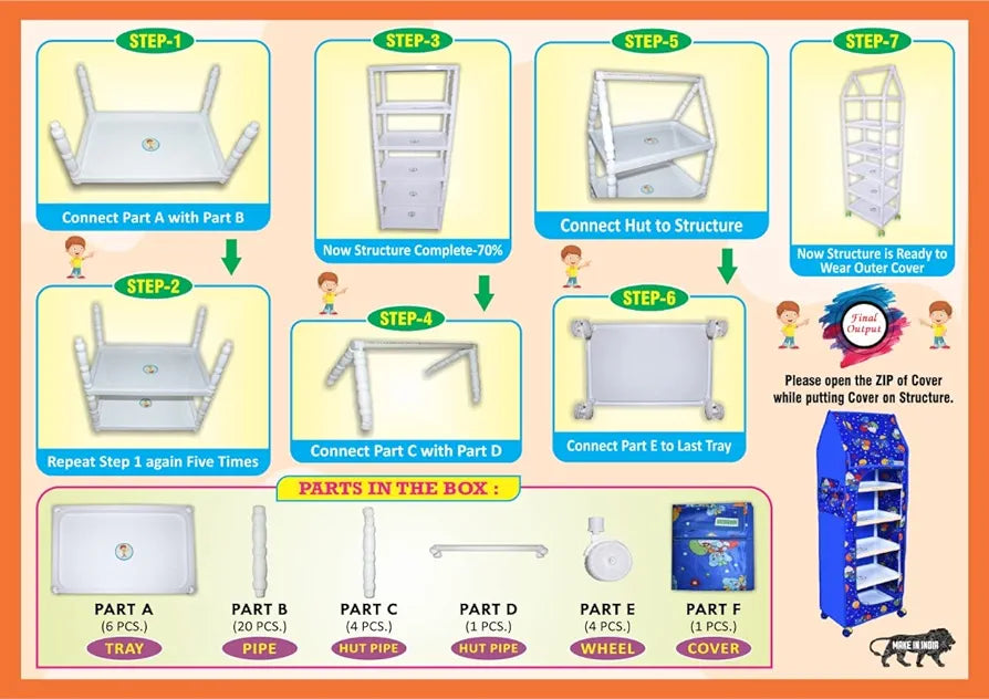 Kids Multipurpose 5-shelve Wardrobe